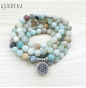 8mm Frosted matte Amazonite bracelet 108 Prayer beads freeshipping - Mandala Bloom
