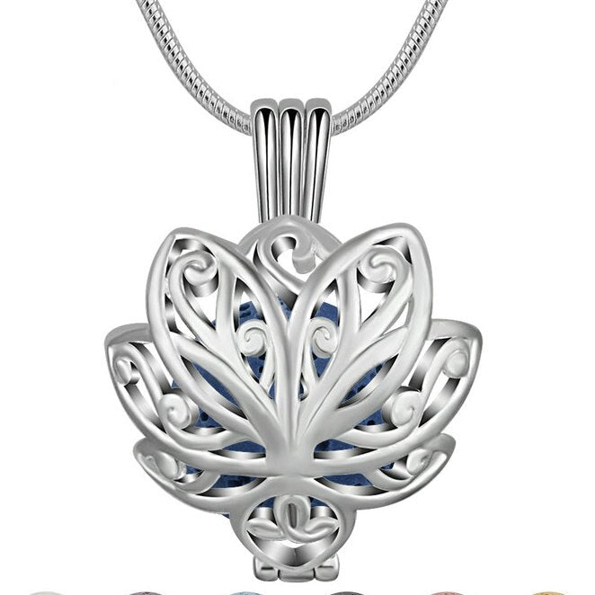 14mm Lotus blossom Cage Pendant Aromatherapy locket Diffuser Necklace fit Colorful Volcanic Lava Stone freeshipping - Mandala Bloom