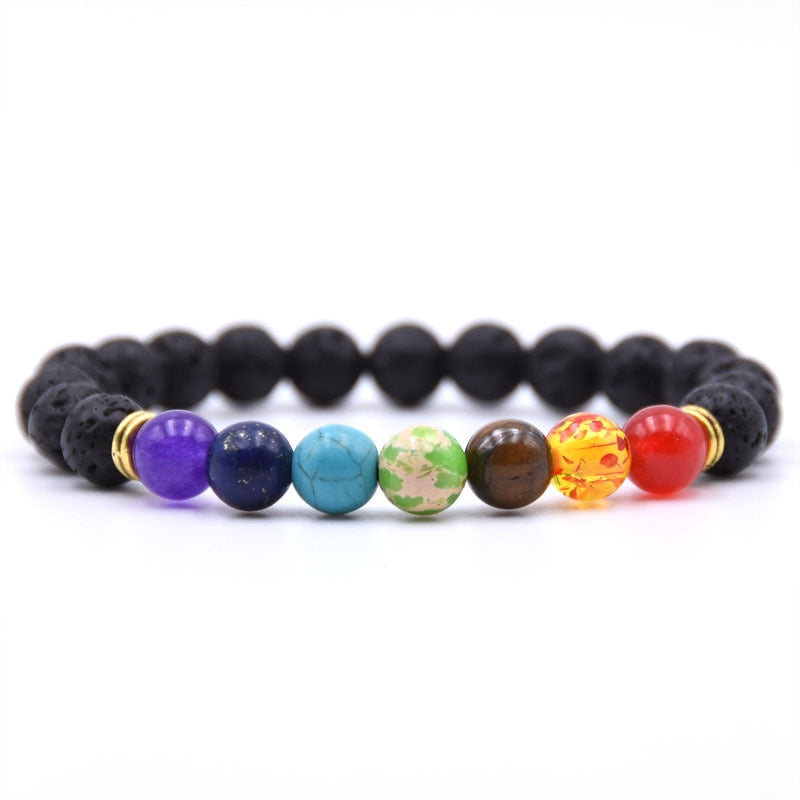 Natural Stone 7 Chakra Bracelet Men Black Lava Healing Balance Beads Reiki Buddha Prayer Yoga Bracelets for Women pulseira freeshipping - Mandala Bloom