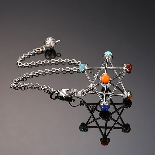 Natural stones Merkaba Star pendulum for dowsing reiki chakra healing quartz crystal pendant Necklace sacred geometry pendulum freeshipping - Mandala Bloom
