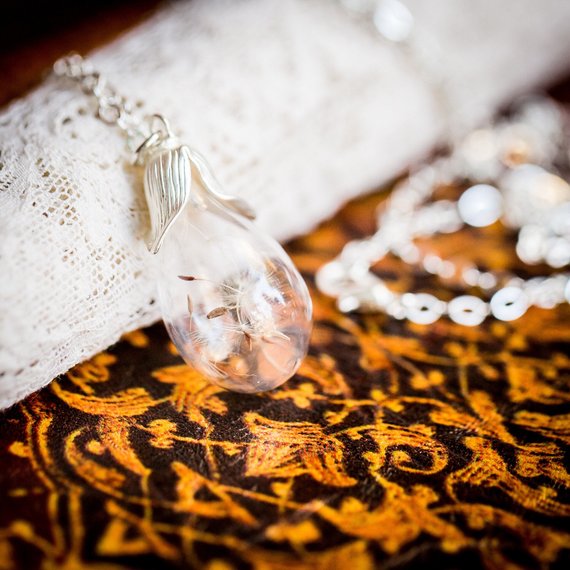 2PCS  Make A Wish Glass Tear Drop Dandelion Real Seed Globe Necklace freeshipping - Mandala Bloom