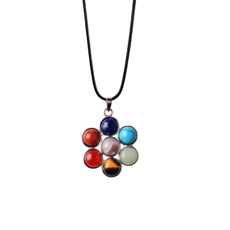 7 Chakra Tree Of Life Pendant Necklace Silver Reiki healing Crystal Natural Stone Necklace freeshipping - Mandala Bloom