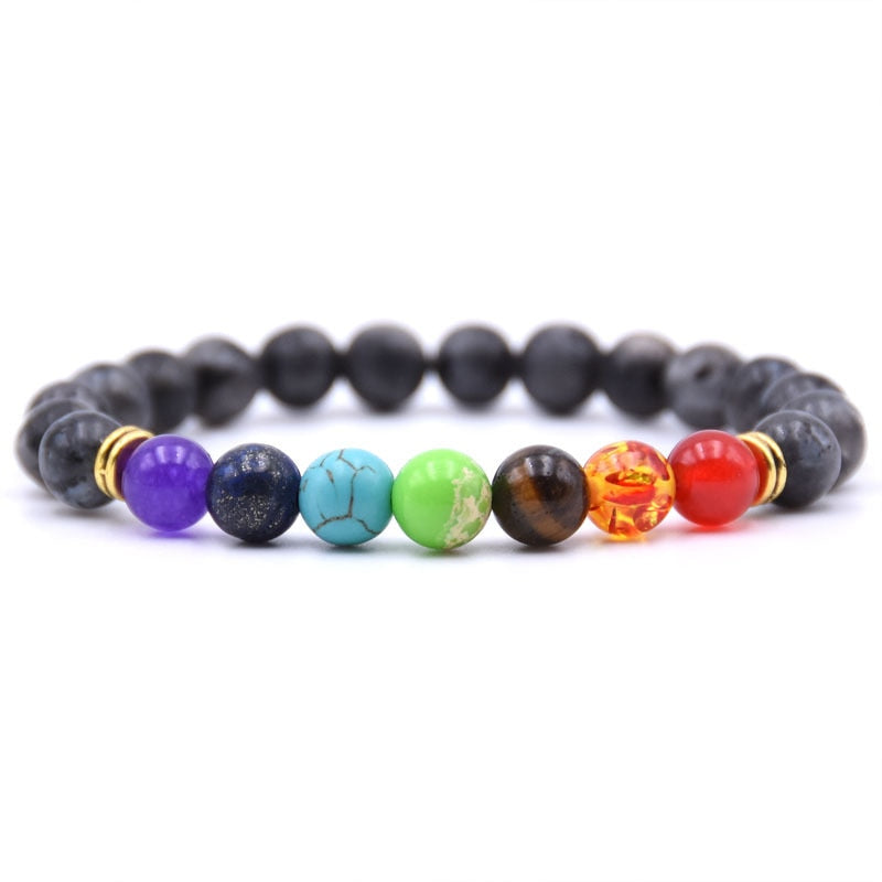 Natural Stone 7 Chakra Bracelet Men Black Lava Healing Balance Beads Reiki Buddha Prayer Yoga Bracelets for Women pulseira freeshipping - Mandala Bloom