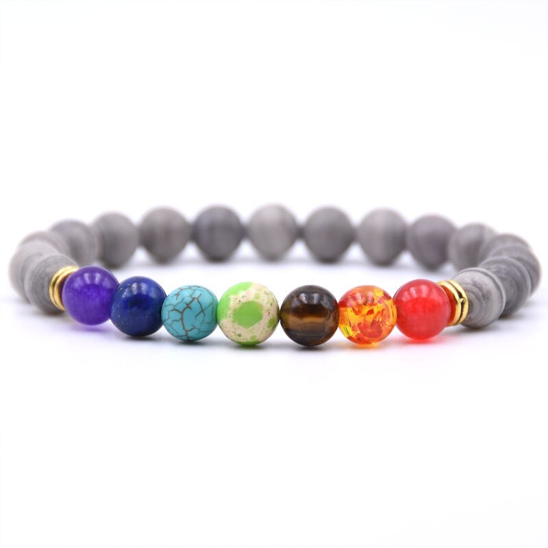 Natural Stone 7 Chakra Bracelet Men Black Lava Healing Balance Beads Reiki Buddha Prayer Yoga Bracelets for Women pulseira freeshipping - Mandala Bloom
