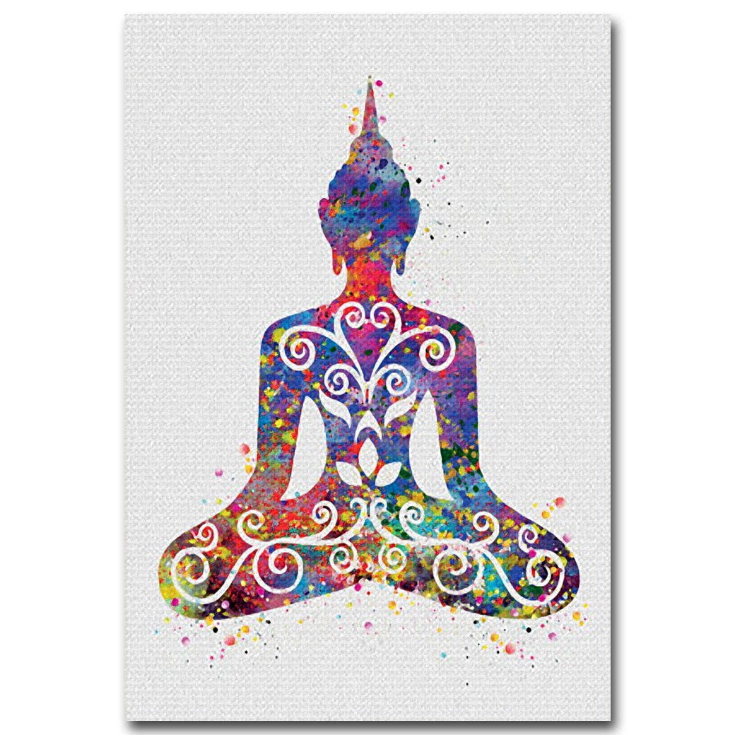 Watercolor Buddha Lotus Canvas freeshipping - Mandala Bloom