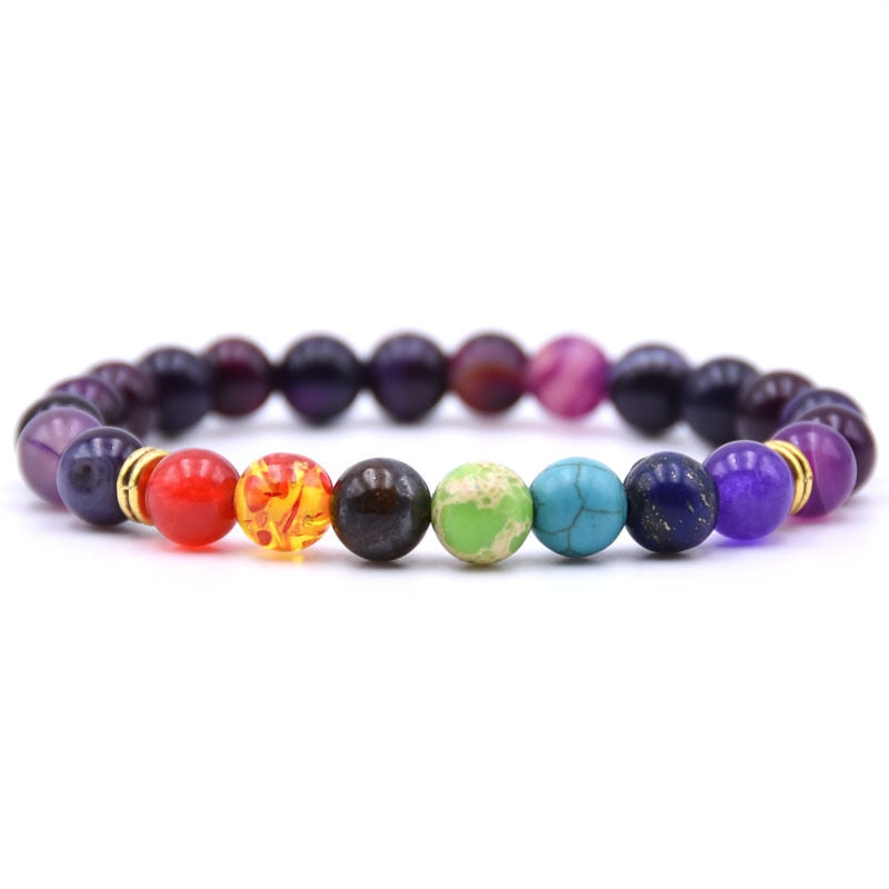 Natural Stone 7 Chakra Bracelet Men Black Lava Healing Balance Beads Reiki Buddha Prayer Yoga Bracelets for Women pulseira freeshipping - Mandala Bloom