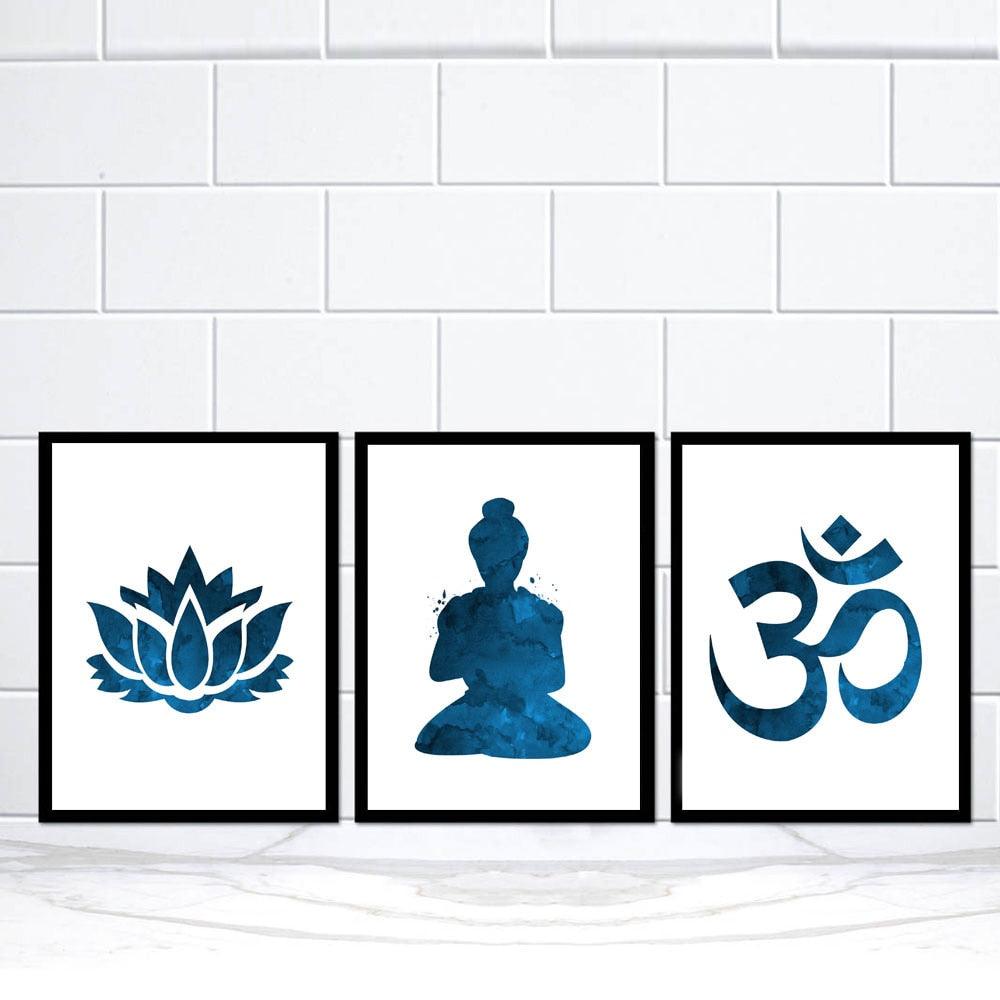 Meditation Canvas Buddha Statue Lotus Poster freeshipping - Mandala Bloom