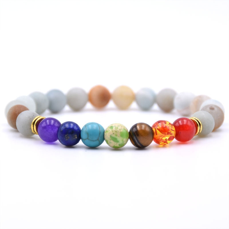 Natural Stone 7 Chakra Bracelet Men Black Lava Healing Balance Beads Reiki Buddha Prayer Yoga Bracelets for Women pulseira freeshipping - Mandala Bloom