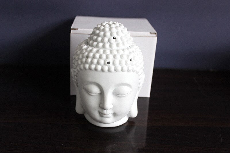 Ceramic porcelain Buddha statue oil burner white freeshipping - Mandala Bloom