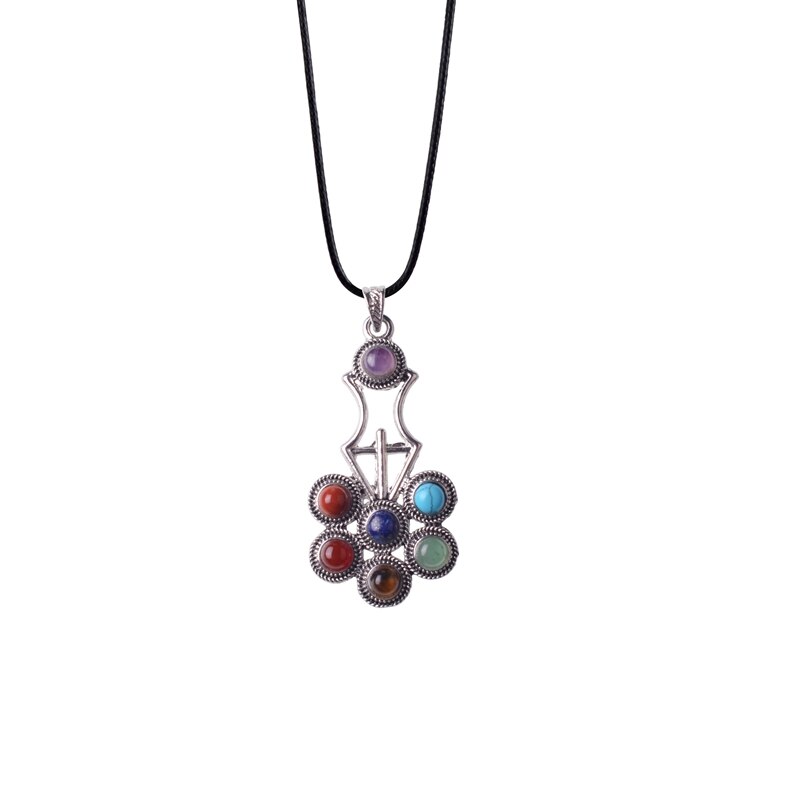 7 Chakra Tree Of Life Pendant Necklace Silver Reiki healing Crystal Natural Stone Necklace freeshipping - Mandala Bloom