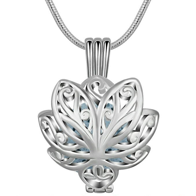 14mm Lotus blossom Cage Pendant Aromatherapy locket Diffuser Necklace fit Colorful Volcanic Lava Stone freeshipping - Mandala Bloom