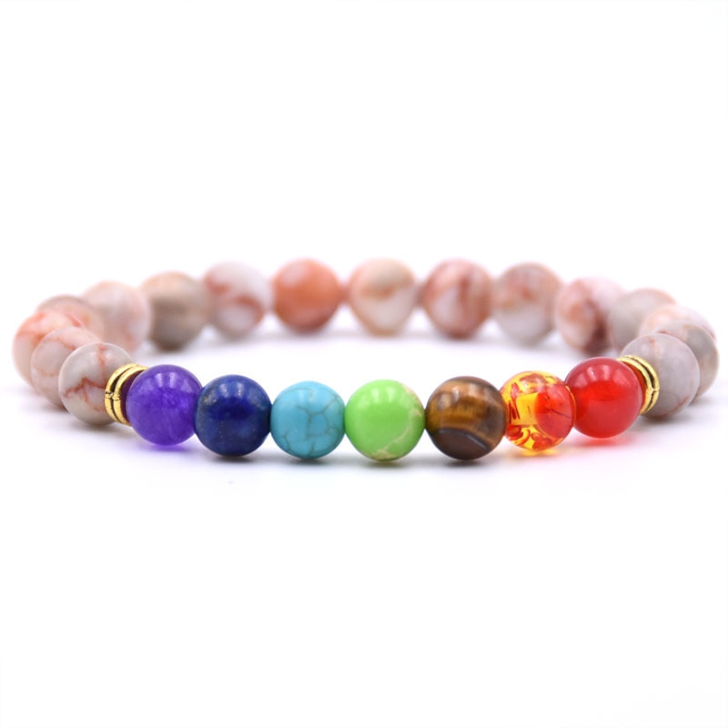Natural Stone 7 Chakra Bracelet Men Black Lava Healing Balance Beads Reiki Buddha Prayer Yoga Bracelets for Women pulseira freeshipping - Mandala Bloom