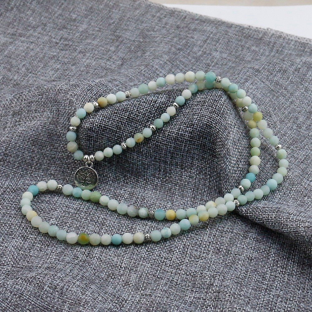 6mm Frosted Amazonite Mala Bead Bracelet freeshipping - Mandala Bloom