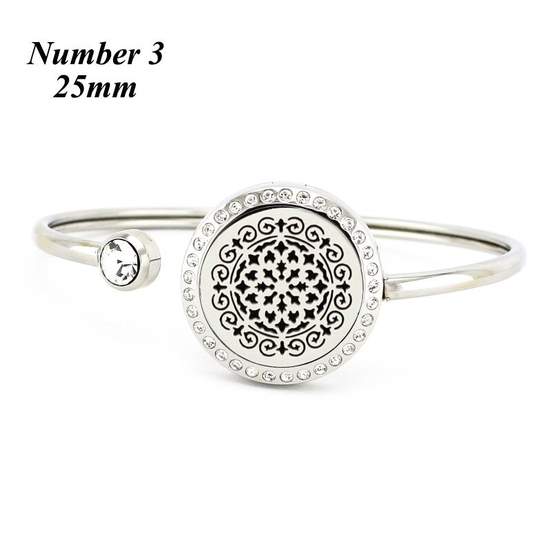 20mm 25mm essential oil diffuser locket bracelet 316l stainless steel aromatherapy bracelets bangles for women(free with 5pads) freeshipping - Mandala Bloom