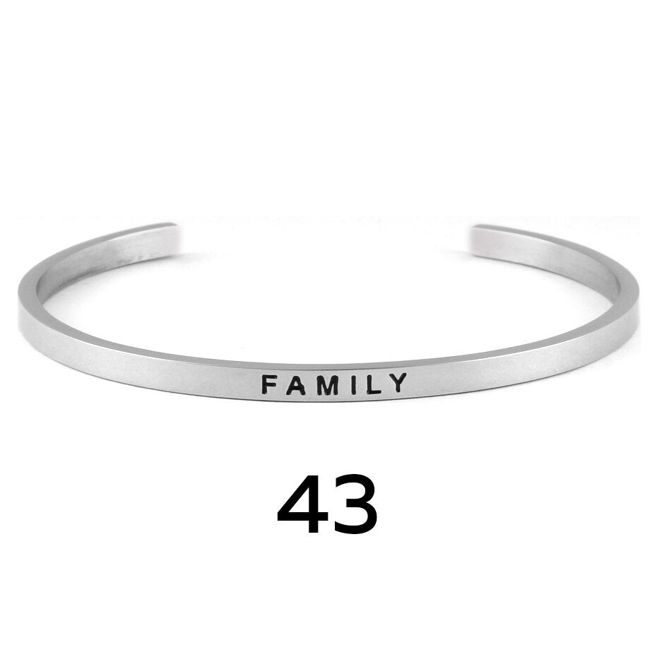 stainless steel cuff inspirational bangle engraved 18 positive phrases mantra bracelet jewelry freeshipping - Mandala Bloom