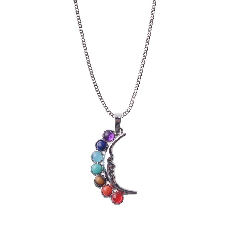 7 Chakra Tree Of Life Pendant Necklace Silver Reiki healing Crystal Natural Stone Necklace freeshipping - Mandala Bloom