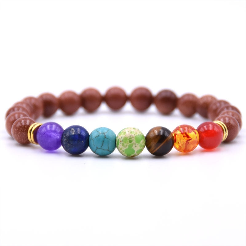 Natural Stone 7 Chakra Bracelet Men Black Lava Healing Balance Beads Reiki Buddha Prayer Yoga Bracelets for Women pulseira freeshipping - Mandala Bloom