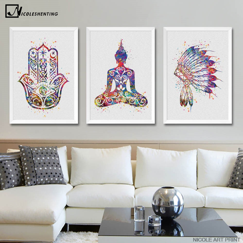 Watercolor Buddha Lotus Canvas freeshipping - Mandala Bloom