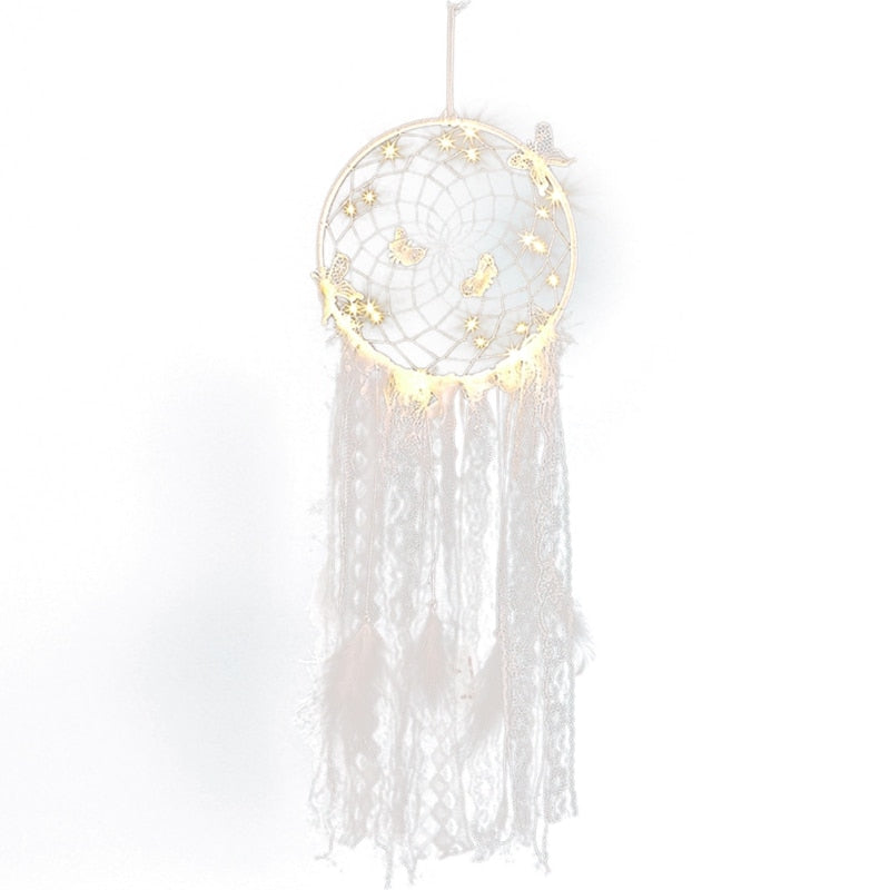 Novel Dream Catcher LED Stars String Lights DIY Wind Chimes Feathers Wall Hanging Decor Dream Catcher freeshipping - Mandala Bloom