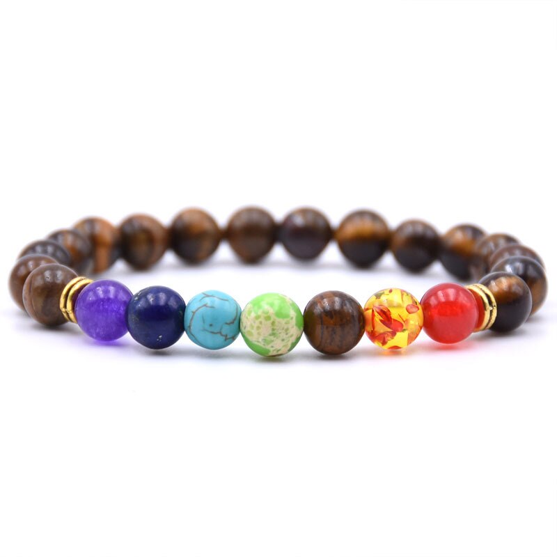 Natural Stone 7 Chakra Bracelet Men Black Lava Healing Balance Beads Reiki Buddha Prayer Yoga Bracelets for Women pulseira freeshipping - Mandala Bloom