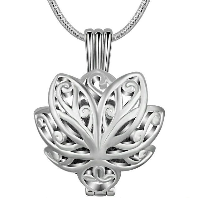14mm Lotus blossom Cage Pendant Aromatherapy locket Diffuser Necklace fit Colorful Volcanic Lava Stone freeshipping - Mandala Bloom