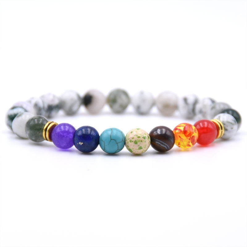 Natural Stone 7 Chakra Bracelet Men Black Lava Healing Balance Beads Reiki Buddha Prayer Yoga Bracelets for Women pulseira freeshipping - Mandala Bloom