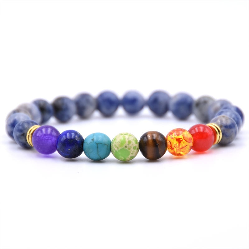Natural Stone 7 Chakra Bracelet Men Black Lava Healing Balance Beads Reiki Buddha Prayer Yoga Bracelets for Women pulseira freeshipping - Mandala Bloom