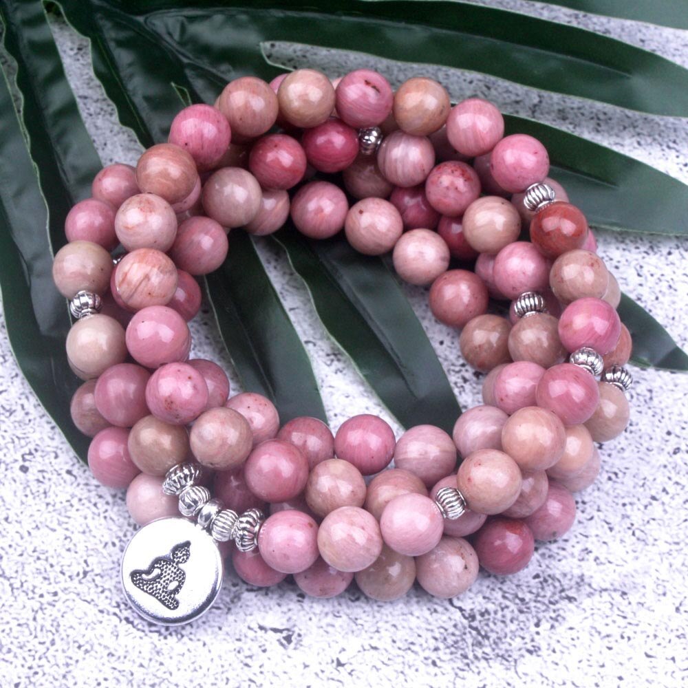 Natural Rhodochrosite Stone 108 Mala Bead freeshipping - Mandala Bloom