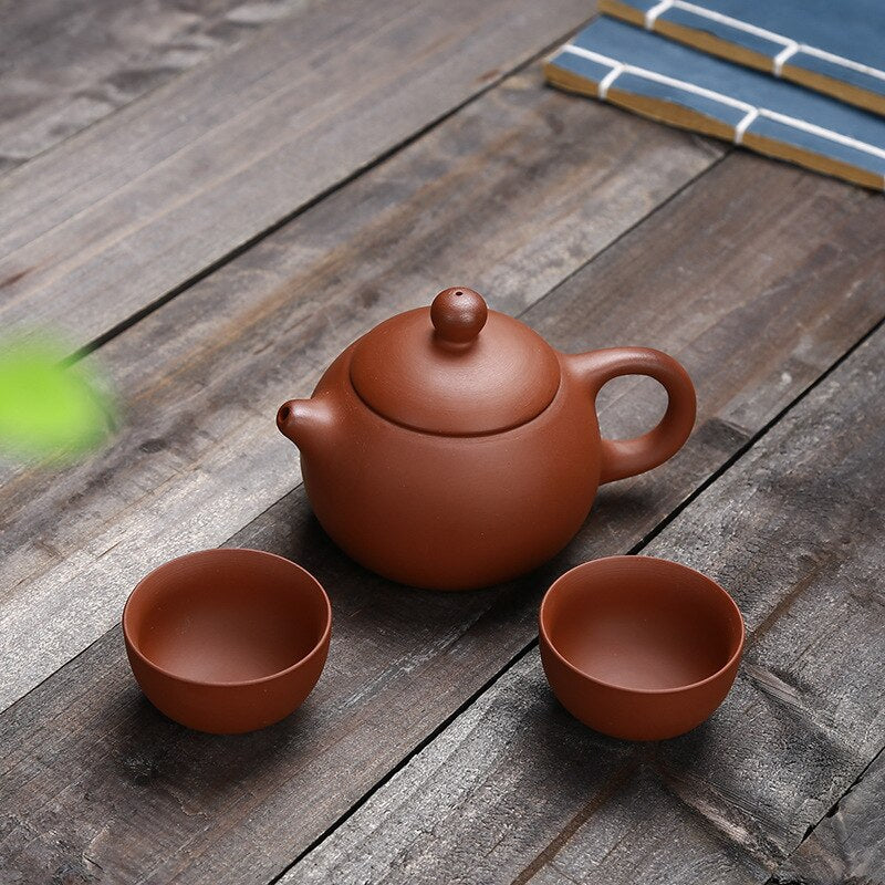 Portable Tea Set with Teapot Handmade Purple Clay freeshipping - Mandala Bloom