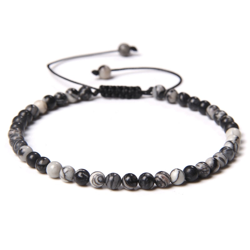 Adjustable 4MM Stone Beads Bracelet