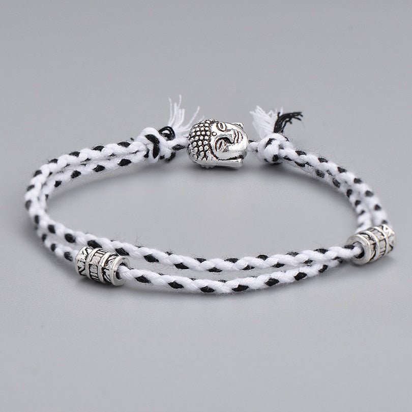 Ethnic Tibetan Buddha Head Woven Multicolor Handmade Rope Buddha Charm Bracelet