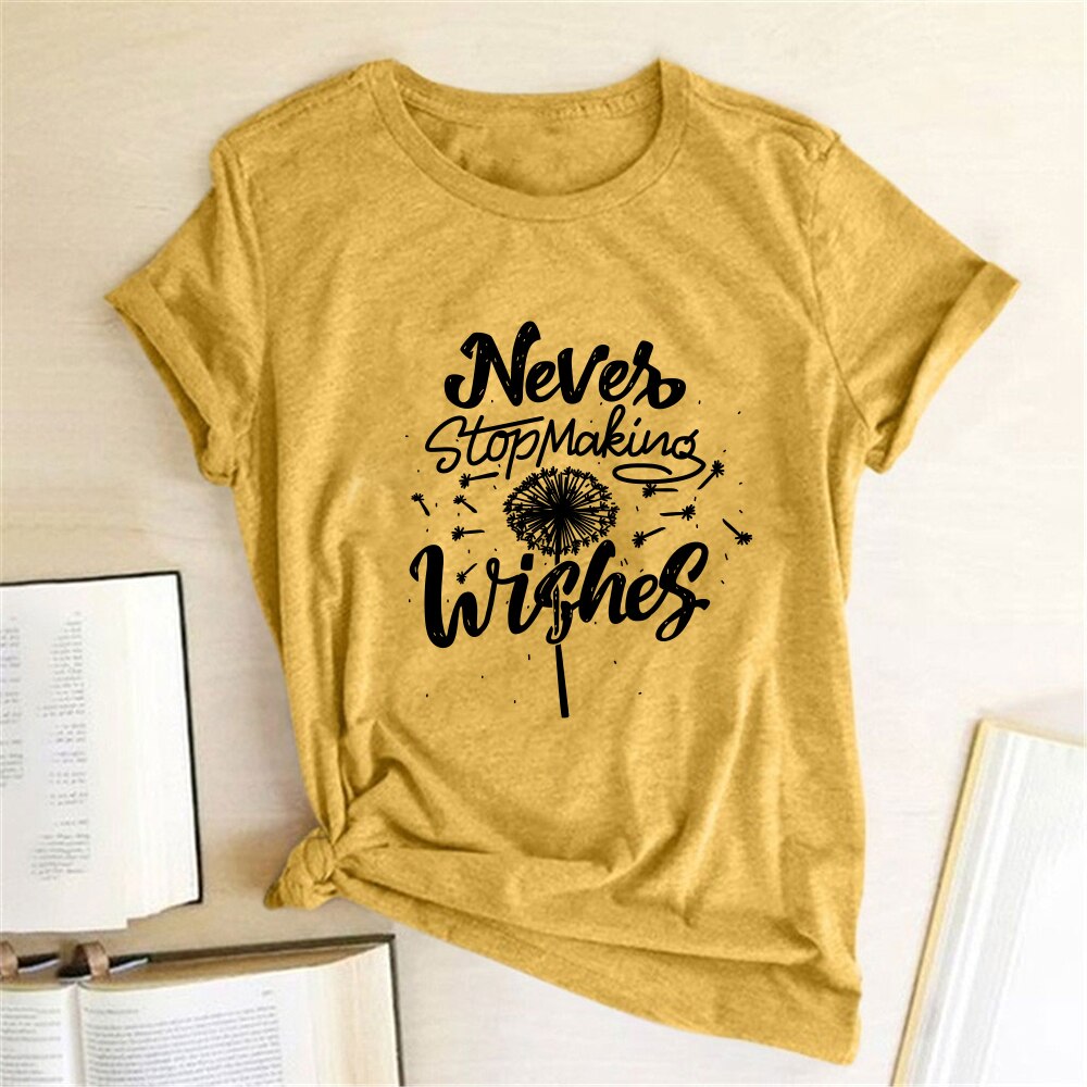Never Stop Making Wishes Dandelion Print T-shirt freeshipping - Mandala Bloom