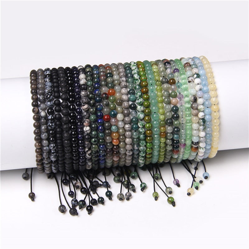 Adjustable 4MM Stone Beads Bracelet