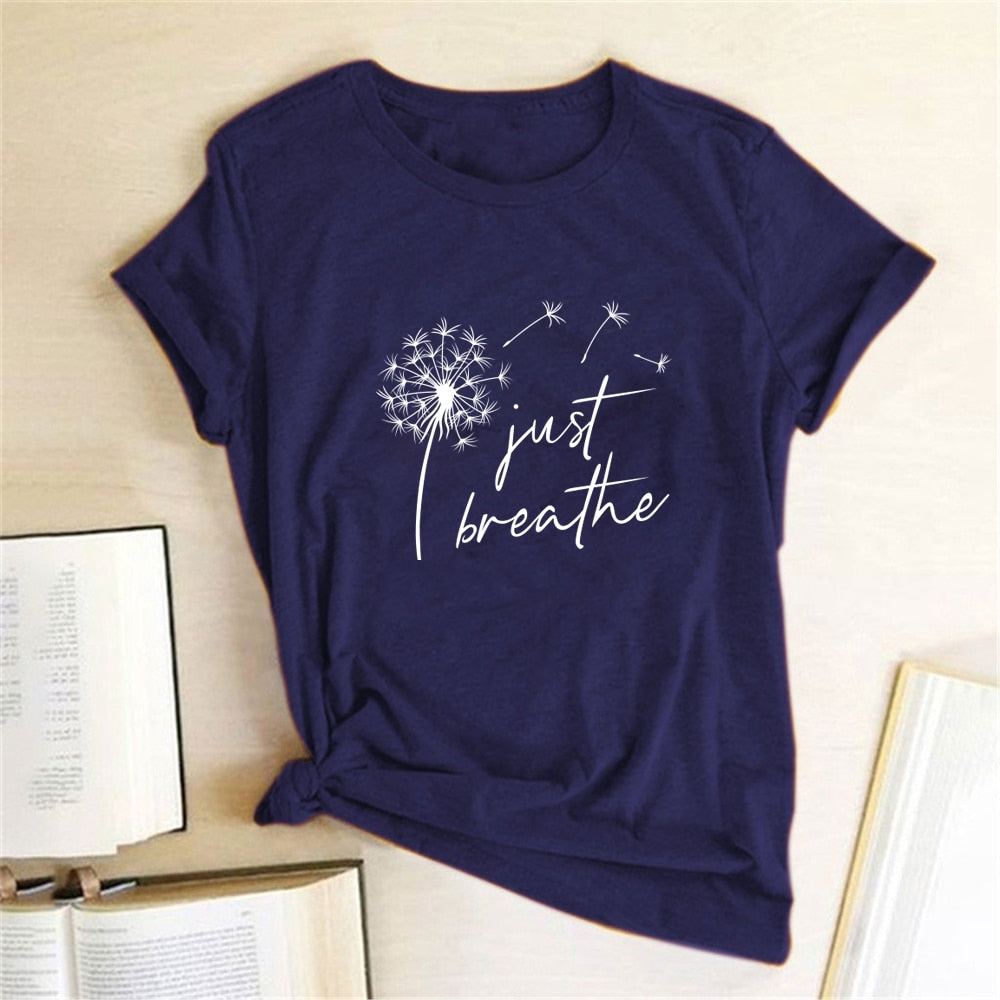 Dandelion 'Just Breathe' TShirt freeshipping - Mandala Bloom