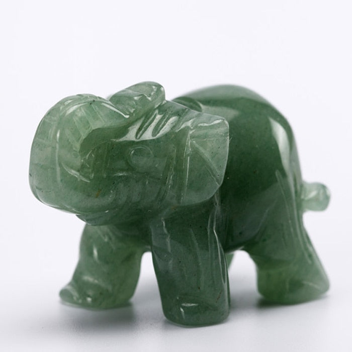 Opal Opalite Tiger eye Elephant Natural stone carved 1.5inch Figurine Chakra Bead Healing Crystal Reiki Feng Shui Free Pouch freeshipping - Mandala Bloom