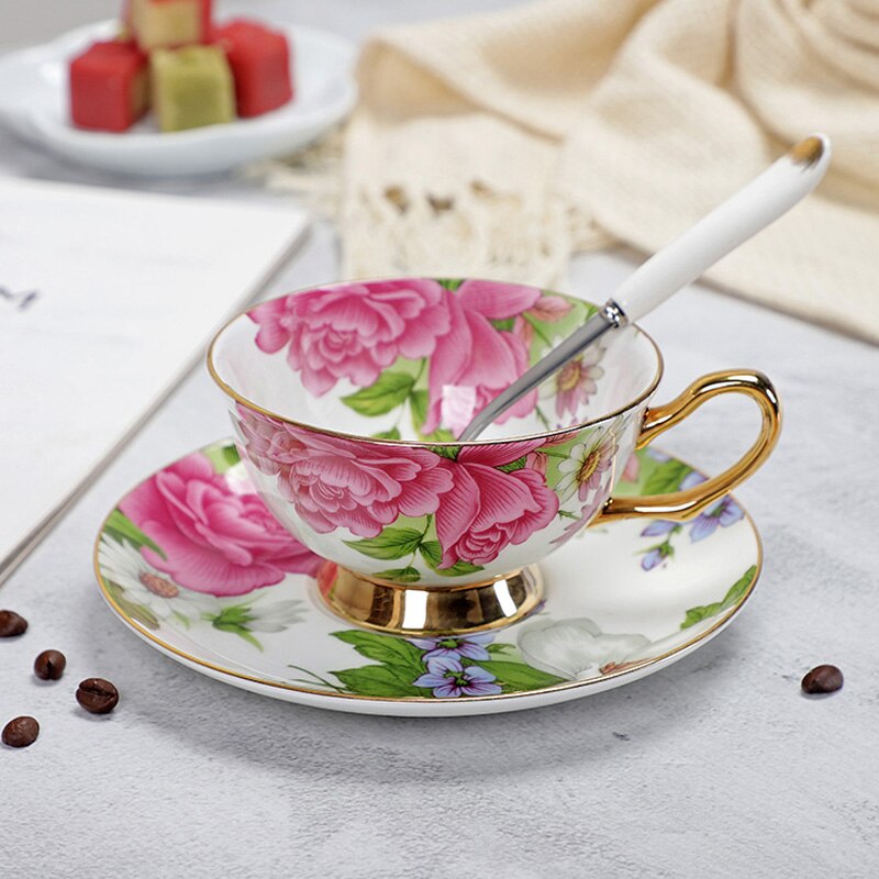 Fine Porcelain Tea Cups And Saucers High-Grade Bone China Coffee Cup and Spoon freeshipping - Mandala Bloom