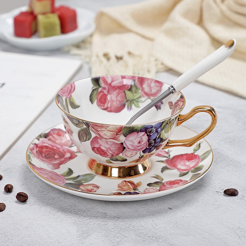 Fine Porcelain Tea Cups And Saucers High-Grade Bone China Coffee Cup and Spoon freeshipping - Mandala Bloom