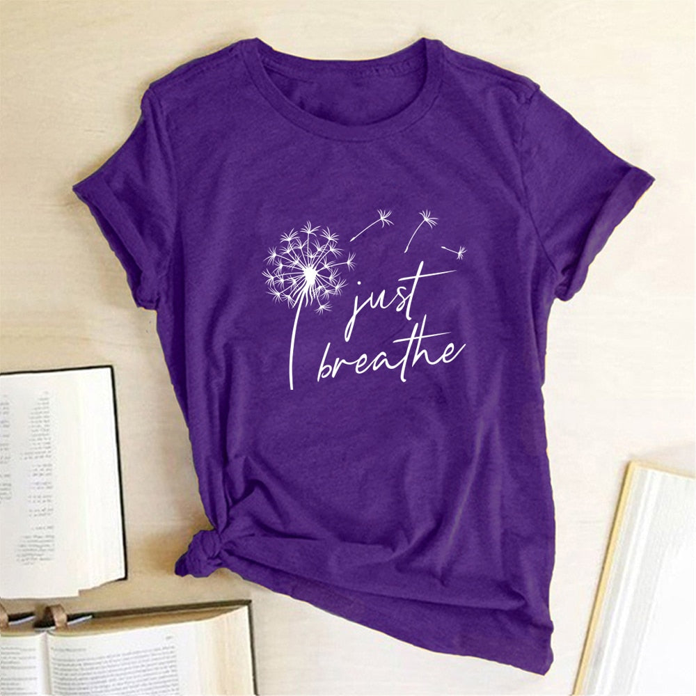 Dandelion 'Just Breathe' TShirt freeshipping - Mandala Bloom