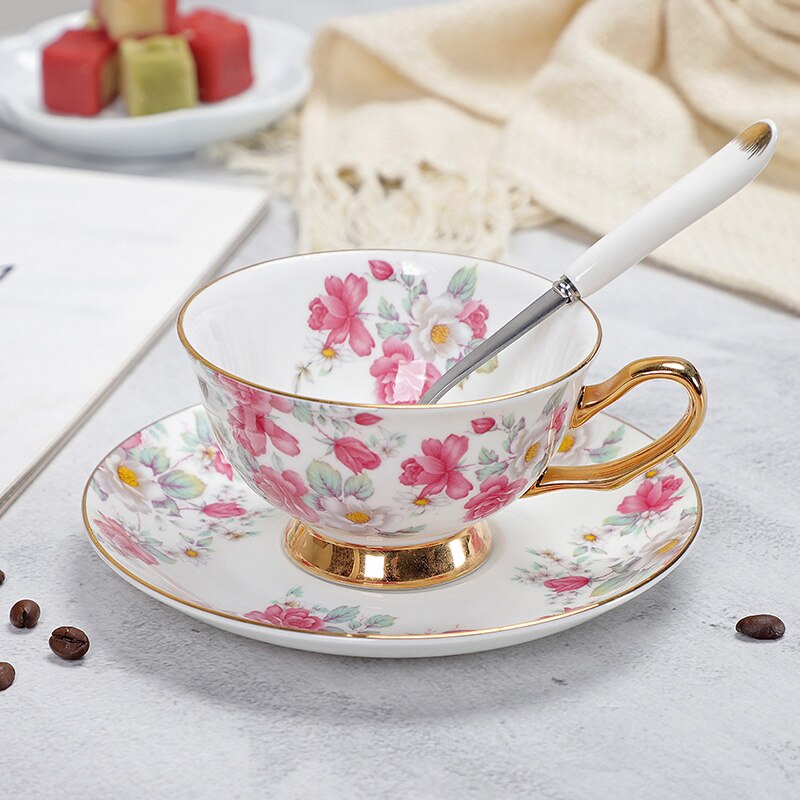 Fine Porcelain Tea Cups And Saucers High-Grade Bone China Coffee Cup and Spoon freeshipping - Mandala Bloom