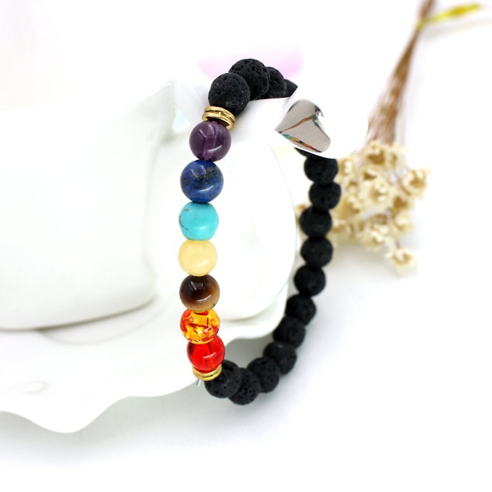 Handmade Healing Anti-fatigue 7 Chakra Matte Agate Stone Natural Lava Stone Beads Bracelet Reiki Gem Stone freeshipping - Mandala Bloom