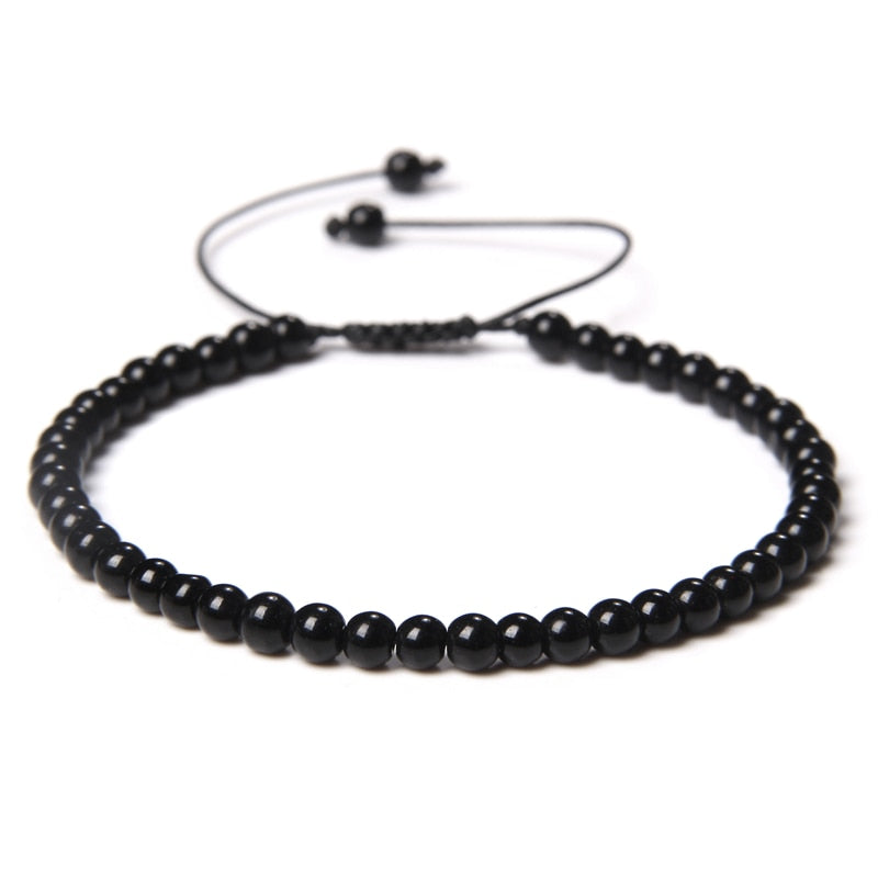 Adjustable 4MM Stone Beads Bracelet
