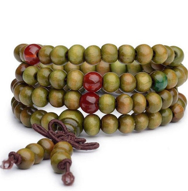 6mm Natural Sandalwood Buddhist Buddha Meditation Mala Bead Bracelet
