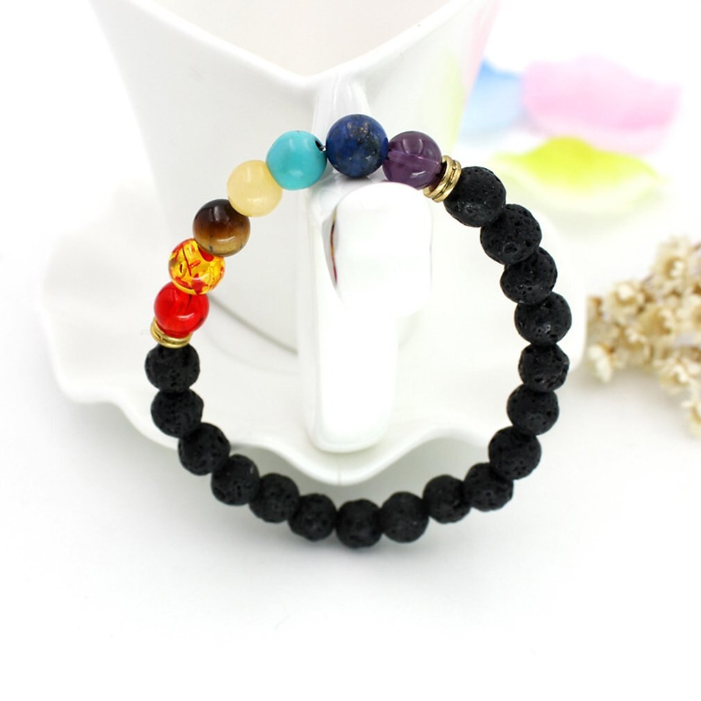 Handmade Healing Anti-fatigue 7 Chakra Matte Agate Stone Natural Lava Stone Beads Bracelet Reiki Gem Stone freeshipping - Mandala Bloom