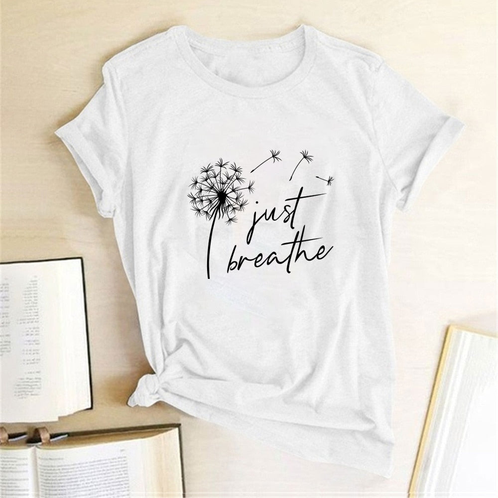 Dandelion 'Just Breathe' TShirt freeshipping - Mandala Bloom