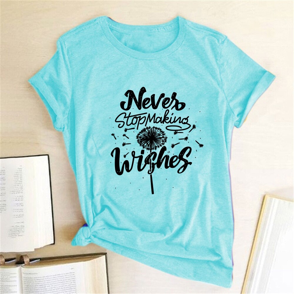 Never Stop Making Wishes Dandelion Print T-shirt freeshipping - Mandala Bloom