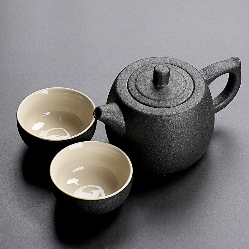 Black crockery ceramic teapot kettle & tea cups porcelain traditional Chinese tea set freeshipping - Mandala Bloom