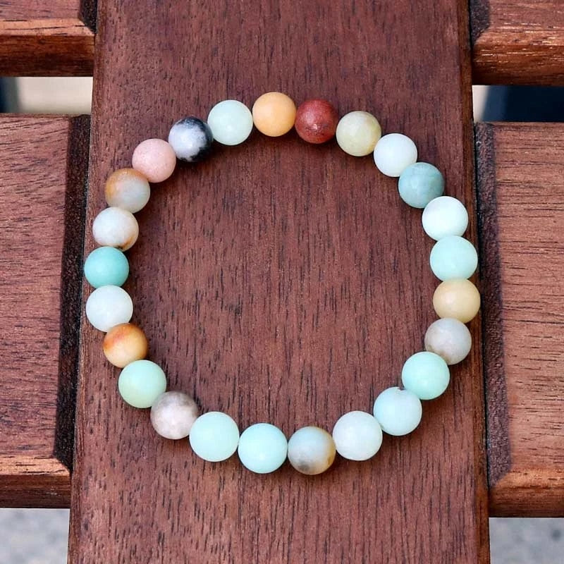 Natural Stone Bead Amazonite Bracelet Mala Beads Pulsera Fashion Reiki Jewelry freeshipping - Mandala Bloom