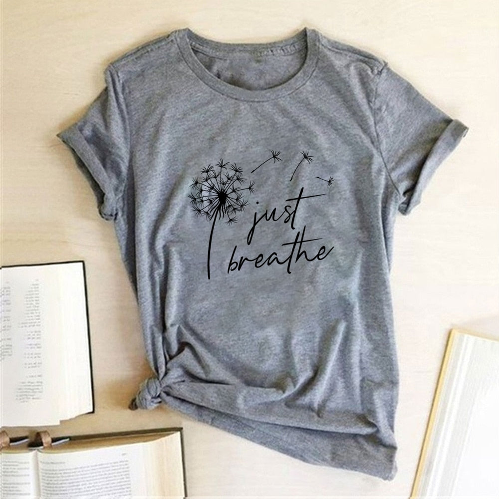 Dandelion 'Just Breathe' TShirt freeshipping - Mandala Bloom