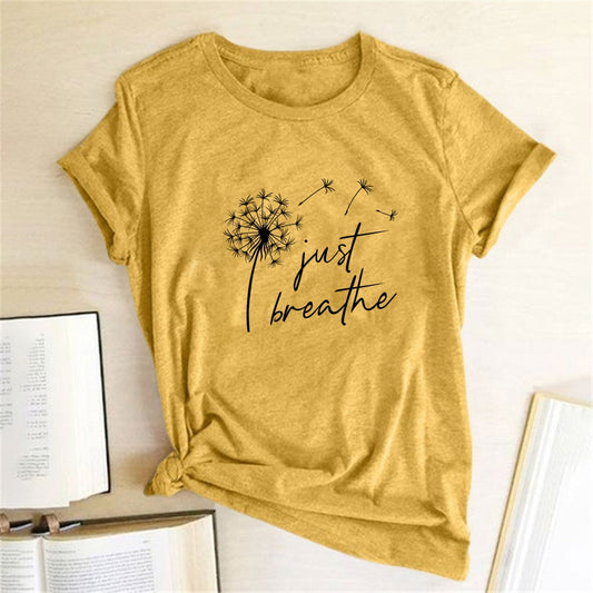 Dandelion 'Just Breathe' TShirt freeshipping - Mandala Bloom