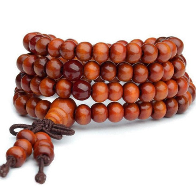 6mm Natural Sandalwood Buddhist Buddha Meditation Mala Bead Bracelet